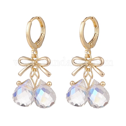 Бант из сплава со стеклянными каплевидными подвесками EJEW-TA00114-1