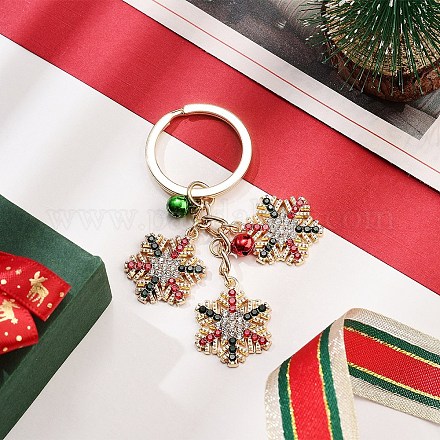 Брелок со стразами из сплава снежинки&nbsp;KEYC-YW00108-03-1