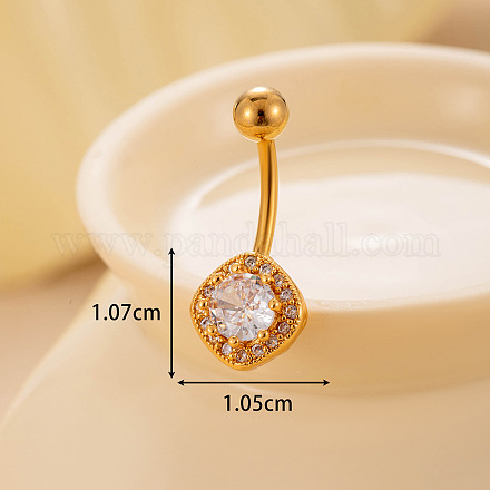 Кольца для живота с изогнутой штангой из хирургической нержавеющей стали 316L с прозрачным кубическим цирконием&nbsp;WGA1AD6-04-1