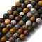 Natural Ocean Agate/Ocean Jasper Beads Strands, Frosted, Round, 10mm, Hole: 1mm, about 38pcs/strand, 14.9 inch(38cm)
