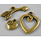 Tibetan Style Alloy Toggle Clasps, Lead Free & Cadmium Free, Heart, Antique Golden, 20x15.5mm, Hole: 1.5mm, Bar: 23mm
