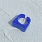 Summer Resin Cuff Rings for Women, Rectangle, Blue, Inner Diameter: 17mm