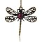Antique Bronze Tone Alloy Resin Insect Pendants, Dragonfly Necklace Pendants, Dark Red, 41x45x6mm, Hole: 2mm