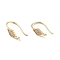 Rhombus Rack Plating Brass Micro Pave Cubic Zirconia Earring Hooks, with Vertical Loop, Long-Lasting Plated, Cadmium Free & Lead Free, Real 14K Gold Plated, 16.5x4.5mm, Hole: 1mm, 21 Gauge, Pin: 0.7mm