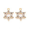 Alloy Rhinestone Pendants, Star of David Charms, Light Gold, 22x16x2mm, Hole: 1.6mm