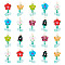 20 Pcs Random Color Glass Pendants
, Flower, with 304 Stainless Steel Flat Head Pins, Mixed Color, 33x15x9mm, Hole: 3x4mm