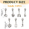 14Pcs Alloy Replacement Zipper Sliders, with Alloy Pendants, Platinum, 45~50mm