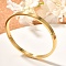 Ion Plating(IP) 304 Stainless Steel Bangles, Real 18K Gold Plated, 50x59mm, 4mm