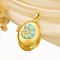 Brass Enamel Locket Pendants, Oval with Couch Shell, Golden, 22.5x17x8.5mm, Hole: 4x3mm, Inner Diameter: 16.5x12mm
