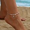 Natural Rose Quartz Chips Beads Anklets, Starfish Alloy Charms Anklets, Antique Silver, 8-1/4 inch(210mm)
