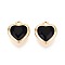 Alloy Rhinestone Charms, Heart, Golden, Jet, 13.5x12x5mm, Hole: 1.6mm