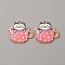 Alloy Enamel Pendants, Golden, Cartoon Tea Cup with Cat Charm, Light Coral, 20x22.5x1.5mm, Hole: 1.6mm