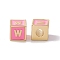 Rack Plating Brass Enamel Beads, Cadmium Free & Nickel Free & Lead Free, Real 18K Gold Plated, Cube with Letter, Pearl Pink, Letter.W, 6x6x6mm, Hole: 2.5mm