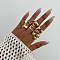 Alloy Cuff Finger Rings Set for Women, Golden, Inner Diameter: 17mm, 7pcs/set