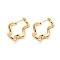 Alloy Hoop Earring, with Steel Pin, Light Gold, Flower, 19x6mm
