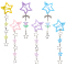 6Pcs 6 Styles Star Iron & Plastic Snap Hair Clips, Hair Accessorise for Girls, Mixed Color, 87~107mm, 1pc/style