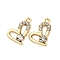 Alloy Rhinestone Pendants, Heart, Golden, 13x17.5x4mm, Hole: 1.6mm