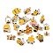Alloy Enamel Pendants, Bees Charms, Golden, Mixed Color, 9.5~21x8.5~22x1.5~5mm, Hole: 1.6~1.8mm, 20pcs/bag 