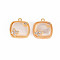 Brass Micro Pave Clear Cubic Zirconia Charms, with Freshwater Shell, Nickel Free, Rectangle with Star, Real 18K Gold Plated, 12.5x12x4mm, Hole: 1mm
