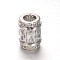 Column Brass Micro Pave Cubic Zirconia Large Hole European Beads, Clear, 12x9mm, Hole: 5mm
