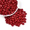 Opaque Colours Glass Seed Beads, Rondelle, Round Hole, Crimson, 8~8.5x4.5~5mm, Hole: 1.2~1.8mm, about 957pcs/pound