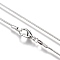 Brass Round Snake Chain Fine Necklace Making, with Lobster Claw Clasps, Platinum, 18 inch(45.7cm)