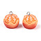 Resin Pendants, with Platinum Plated Iron Findings, Imitation Food, Orange Shape, Orange, 18.5x16.5mm, Hole: 1.5mm