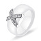 Cross Brass Micro Pave Clear Cubic Zirconia with Porcelain Finger Rings, Platinum, White, US Size 7(17.3mm)