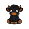 Silicone Beads, DIY Necklaces and Bracelets Making, Cartoon Cow, Black, 27.5x24x14mm, Hole: 2mm