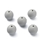 Silicone Beads, Round, Silver, 14.5~15mm, Hole: 2.2mm