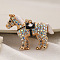 Cartoon Alloy Rhinestone Horse Pendant Keychain, with Enamel and Lobster Clasp, for Bag Car Decoration, Crystal AB, 5.5x7cm