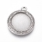 Tarnish Resistant 304 Stainless Steel Pendant Cabochon Settings, Flat Round, Stainless Steel Color, Tray: 16mm, 25.5x22x3mm, Hole: 2mm
