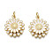 Brass Enamel Pendants, Nickel Free, Real 16K Gold Plated, with Jump Rings, Chrysanthemum, White, 18.5x16x4mm, Jump Ring: 5x1mm, Inner Diameter: 3mm
