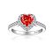 925 Sterling Silver Micro Pave Cubic Zirconia Plain Band Rings, Real Platinum Plated, Flat Round, Red, Inner Diameter: 17mm