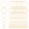 300Pcs 6 Styles Brass Linking Rings, Ring Shape, Golden, 10~30x0.7~1mm, 50pcs/style