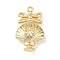 Brass Pendants, Shell Shape with Bowknot, Cadmium Free & Nickel Free & Lead Free, Real 18K Gold Plated, 19.5x12x5.5mm, Hole: 1.2mm