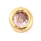 Rack Plating Flat Round Brass Micro Pave Cubic Zirconia Cabochons, Cadmium Free & Lead Free, Long-Lasting Plated, Real 18K Gold Plated, Pink, 4x2mm
