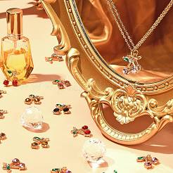 32шт 8 цвета подвески из сплава со стразами&nbsp;ALRI-CJ0001-07