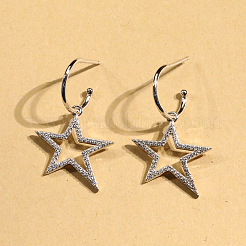 Классические винтажные серебряные серьги с узором в виде звезд из циркония.&nbsp;RV4822-2