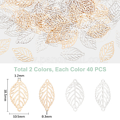 80 шт. 2 цвета латунные подвески-соединители с покрытием из стойки&nbsp;KK-UN0002-15