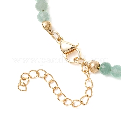 Летние пляжные ожерелья из натурального зеленого авантюрина с круглыми бусинами NJEW-JN05262-05