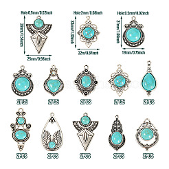 20 шт. 10 стиля тибетский стиль сплав паве имитация бирюзы подвески&nbsp;FIND-TA0008-36