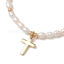 Браслеты с подвесками в виде креста из латуни&nbsp;BJEW-JB13500