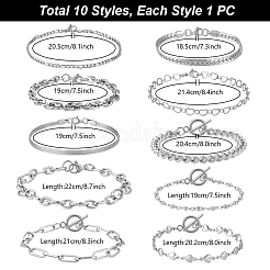 10шт 10 комплекта браслетов из нержавеющей стали&nbsp;BJEW-PH0004-48