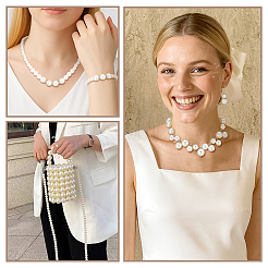 Комплекты сумок-тоут из круглого АБС-пластика с имитацией жемчуга&nbsp;SJEW-PH0001-25