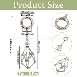 6 шт. 201 нержавеющая сталь макраме цепь мешочек пустой держатель для камня подвеска украшение&nbsp;HJEW-SC0002-11