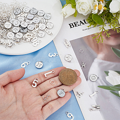 Подвески из сплава в тибетском стиле с буквами a~z и цифрой 0~9&nbsp;FIND-BM0001-15P