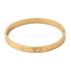 Браслеты на шарнирах из нержавеющей стали 304 с гравировкой в виде шеврона&nbsp;BJEW-D408-28G