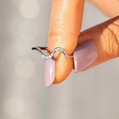 Волнообразные латунные кольца с микропаве из прозрачного кубического циркония&nbsp;FS-WG385C2-02