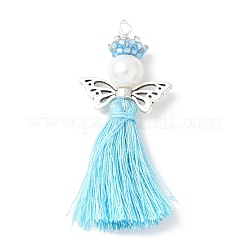 Стеклянные жемчужины круглые бусины с поликоттоновой кисточкой большие подвески&nbsp;PALLOY-MZ00612